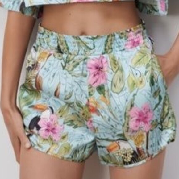 ZARA Tropical Toucan Pajama Print Shorts Size M - Picture 2 of 10